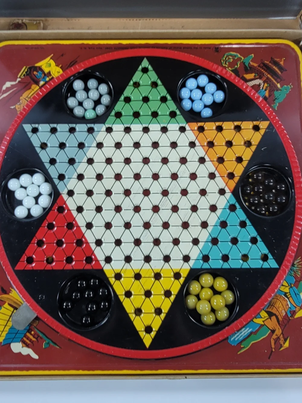 Vintage Pagoda Chinese Checkers Game In Original Box Ranger Steel No. 650